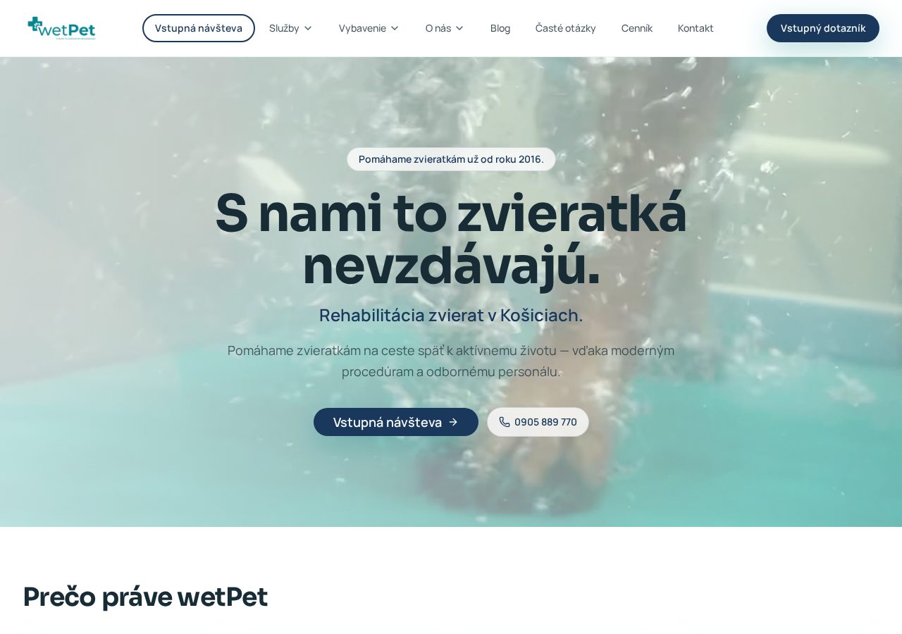 Skutočná úvodná stránka webu wetPet
